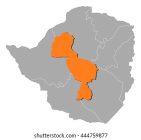 Map - Zimbabwe, Midlands