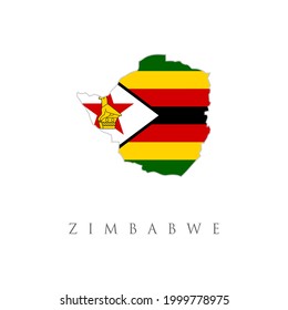 Map of Zimbabwe with an official flag. Illustration on white background