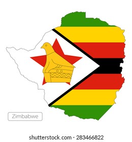 Map of Zimbabwe with an official flag. Illustration on white background