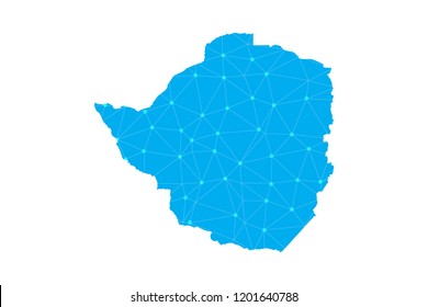 Map of Zimbabwe from Polygonal wire frame low poly mesh,Zimbabwe map Vector Illustration EPS10.