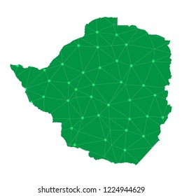 Map of Zimbabwe from Polygonal wire frame low poly mesh,Zimbabwe map Vector Illustration EPS10.