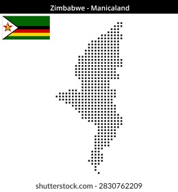 Map of Zimbabwe region Manicaland in medium size square dots with national flag