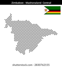 Map of Zimbabwe region Mashonaland-Central in medium sized cross shaped dots with national flag