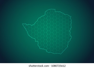 Map of Zimbabwe-Wire frame 3D mesh polygonal network line, design sphere, dot and structure. Vector illustration eps 10.
