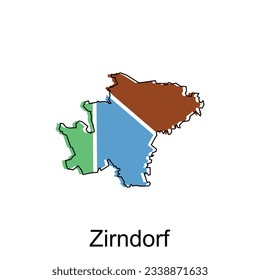 Map of Zirndorf colorful design, World Map International vector template with outline graphic sketch style on white background