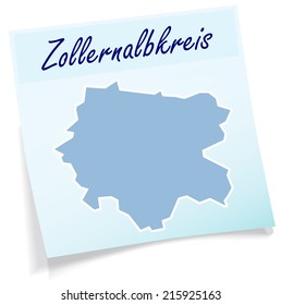Map of Zollernalbkreis as sticky note in blue