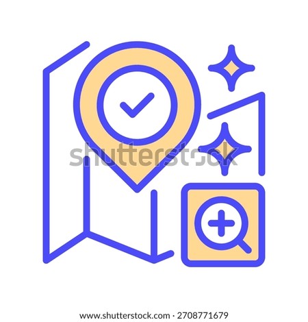 Map Zoom In Line Icon, Outline Symbol for Enlargement, Detail View, Magnification, Close-up, and Focus. Vector Sign Icon.