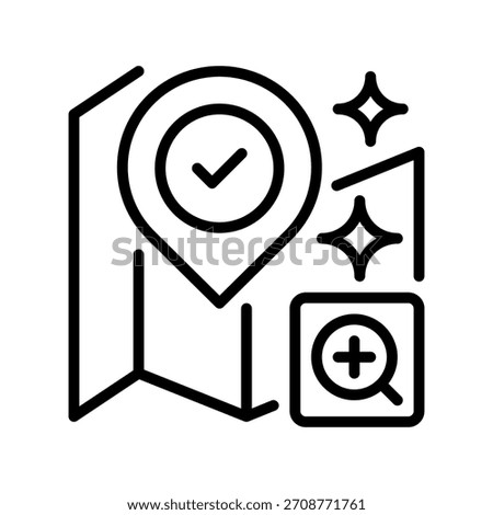 Map Zoom In Line Icon, Outline Symbol for Enlargement, Detail View, Magnification, Close-up, and Focus. Vector Sign Icon.