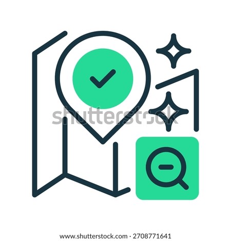 Map Zoom Out Line Icon, Outline Symbol for Reduction, Overview, Wide View, Distance, and Context. Vector Sign Icon.