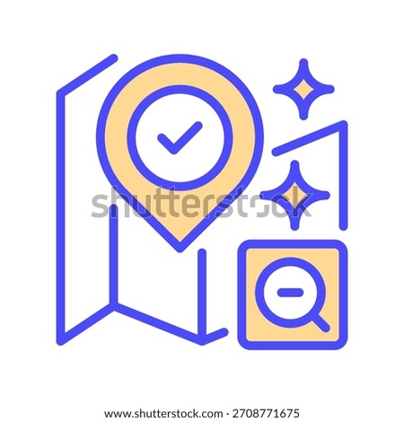 Map Zoom Out Line Icon, Outline Symbol for Reduction, Overview, Wide View, Distance, and Context. Vector Sign Icon.