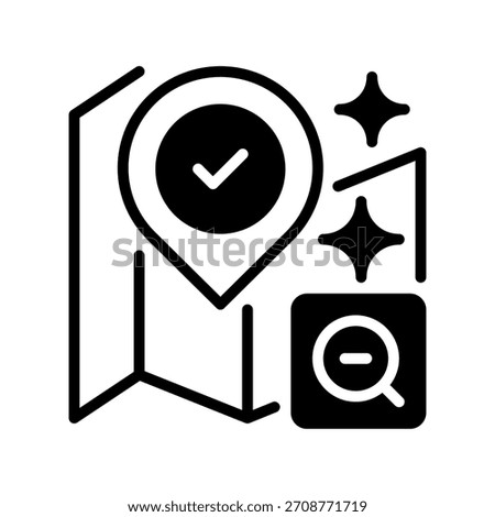 Map Zoom Out Line Icon, Outline Symbol for Reduction, Overview, Wide View, Distance, and Context. Vector Sign Icon.