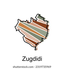 Mapa de Zugdidi, plantilla de diseño de ilustraciones vectoriales, mapa de alta calidad de la Ilustración Vectora del estado norteamericano de Georgia