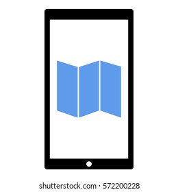 Map_pin_Online icon - Flat design, glyph style icon - Colored enclosed in a phone