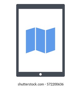 Map_pin_Online icon - Flat design, glyph style icon - Colored enclosed in a tablet