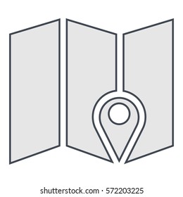 Map_pin_Online icon - Flat design, glyph style icon - Outline black