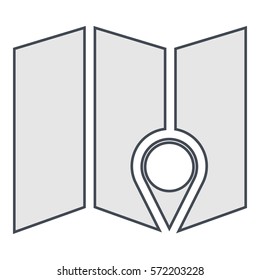 Map_pin_Online icon - Flat design, glyph style icon - Outline black