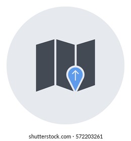 Map_pin_Online icon - Flat design, glyph style icon - Colored enclosed in a circle