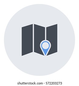 Map_pin_Online icon - Flat design, glyph style icon - Colored enclosed in a circle