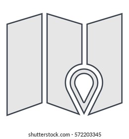 Map_pin_Online icon - Flat design, glyph style icon - Outline black