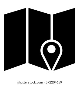 Map_pin_Online icon - Flat design, glyph style icon - Filled black