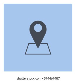 Map_pin_Online_location icon - Flat design, glyph style icon - Gray enclosed in a square