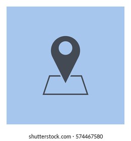 Map_pin_Online_location icon - Flat design, glyph style icon - Gray enclosed in a square