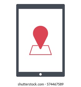 Map_pin_Online_location icon - Flat design, glyph style icon - Colored enclosed in a tablet