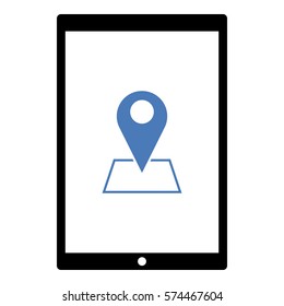 Map_pin_Online_location icon - Flat design, glyph style icon - Colored enclosed in a tablet