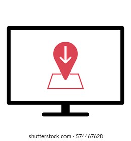 Map_pin_Online_location icon- Flat design, glyph style icon - Colored enclosed in a screen