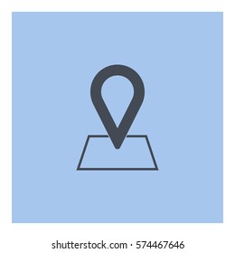 Map_pin_Online_location icon - Flat design, glyph style icon - Gray enclosed in a square