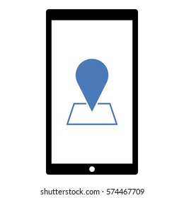 Map_pin_Online_location icon - Flat design, glyph style icon - Colored enclosed in a phone