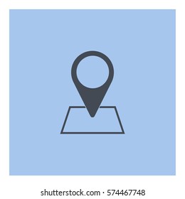 Map_pin_Online_location icon - Flat design, glyph style icon - Gray enclosed in a square