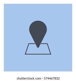 Map_pin_Online_location icon - Flat design, glyph style icon - Gray enclosed in a square