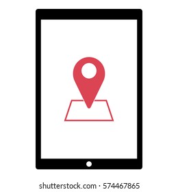 Map_pin_Online_location icon - Flat design, glyph style icon - Colored enclosed in a tablet