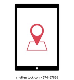 Map_pin_Online_location icon - Flat design, glyph style icon - Colored enclosed in a tablet