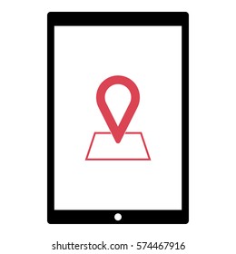 Map_pin_Online_location icon - Flat design, glyph style icon - Colored enclosed in a tablet