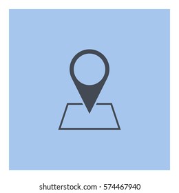 Map_pin_Online_location icon - Flat design, glyph style icon - Gray enclosed in a square