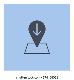 Map_pin_Online_location icon - Flat design, glyph style icon - Gray enclosed in a square