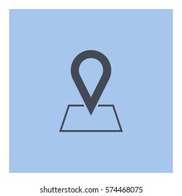 Map_pin_Online_location icon - Flat design, glyph style icon - Gray enclosed in a square