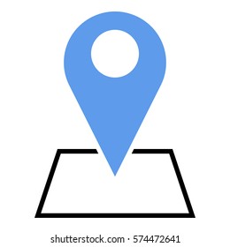 Map_pin_Online_location icon - Flat design, glyph style icon - Blue