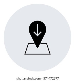 Map_pin_Online_location icon - Flat design, glyph style icon - Black enclosed in a circle