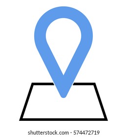 Map_pin_Online_location icon - Flat design, glyph style icon - Blue