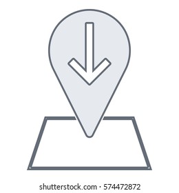 Map_pin_Online_location icon - Flat design, glyph style icon - Outline black