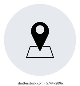 Map_pin_Online_location icon - Flat design, glyph style icon - Black enclosed in a circle