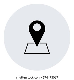 Map_pin_Online_location icon - Flat design, glyph style icon - Black enclosed in a circle