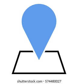 Map_pin_Online_location icon - Flat design, glyph style icon - Blue