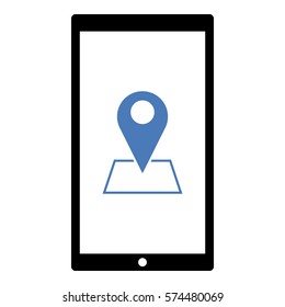 Map_pin_Online_location icon - Flat design, glyph style icon - Colored enclosed in a phone