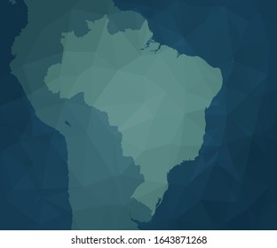 mapa brasileiro geográfico azul e verde inserido na América do Sul latina - ilustração em vetor simples e básico