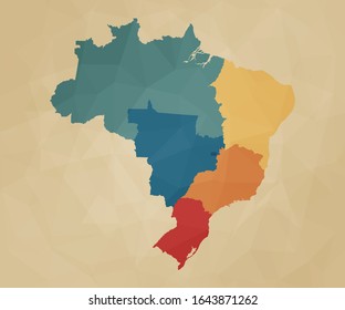 mapa político brasileiro geográfico das regiões Norte, nordeste, centro-Öste, sudeste e sul - ilustração em vetor colorido simples e básico