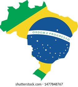 Mapa com bandeira do Brasil (Map with Brazil flag in portuguese) vector illustration